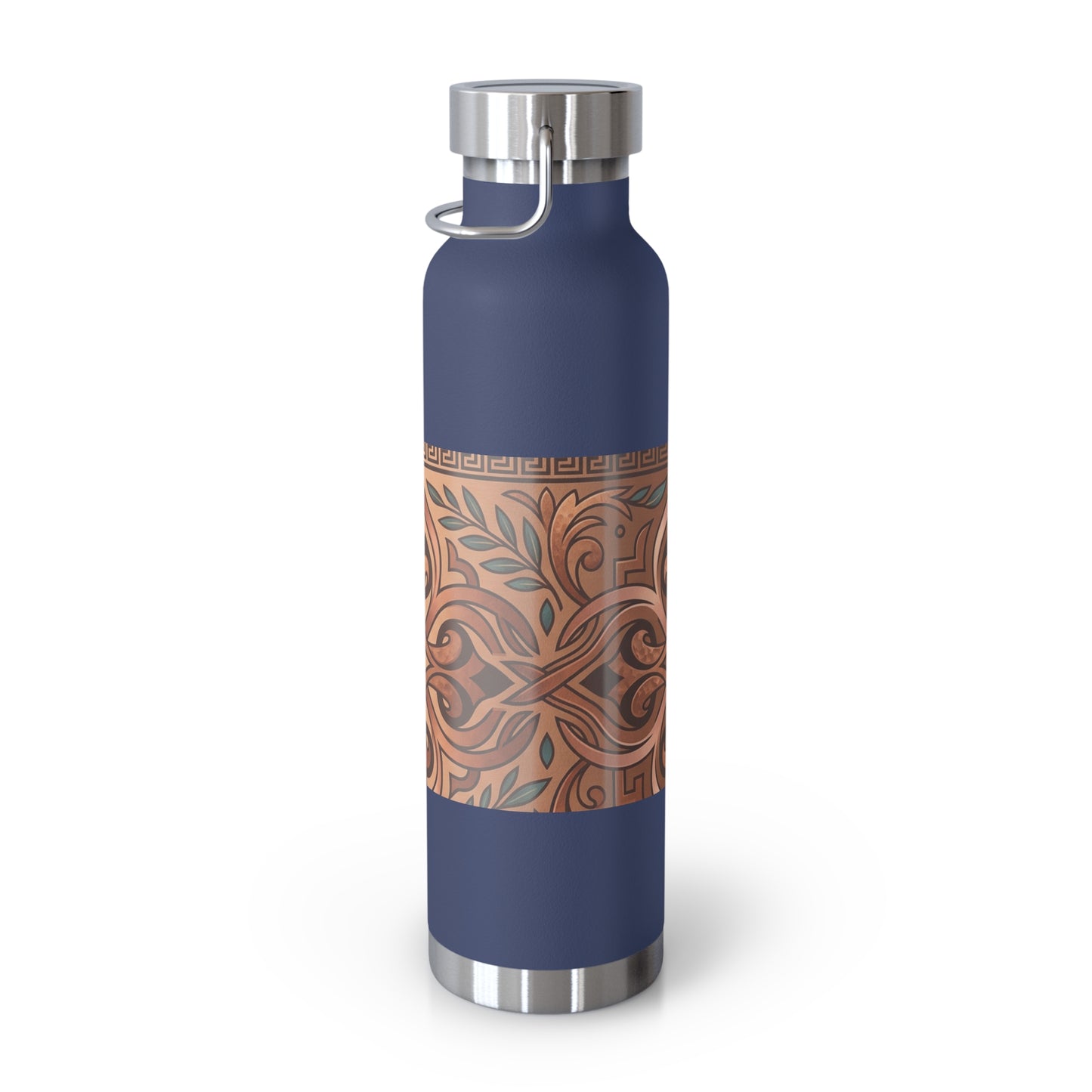 22oz Copper Pattern Vacuum Bottle – Insulated Water Flask with Ornate Tribal Design