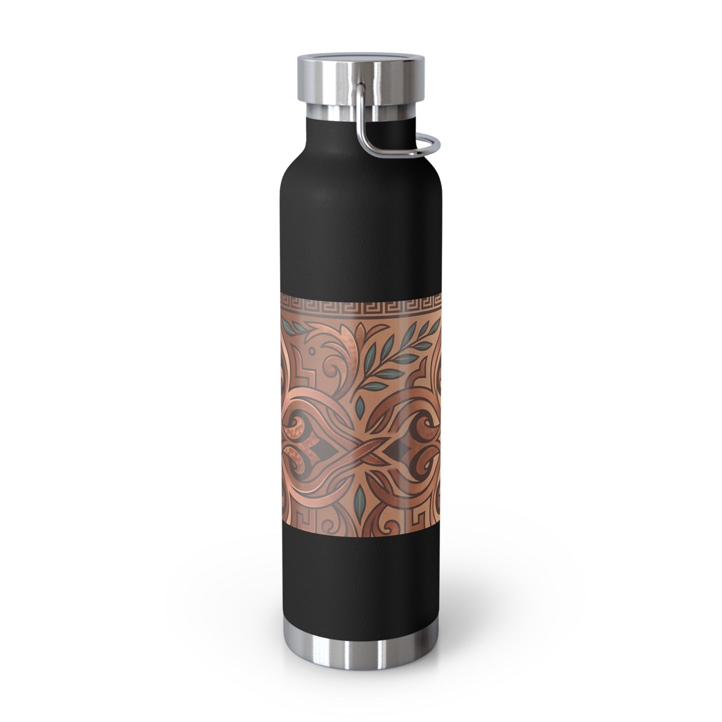 22oz Copper Pattern Vacuum Bottle – Insulated Water Flask with Ornate Tribal Design