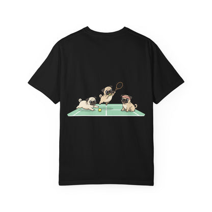 Pug Tennis T-Shirt — Cute Pugs Playing Tennis Graphic Tee
