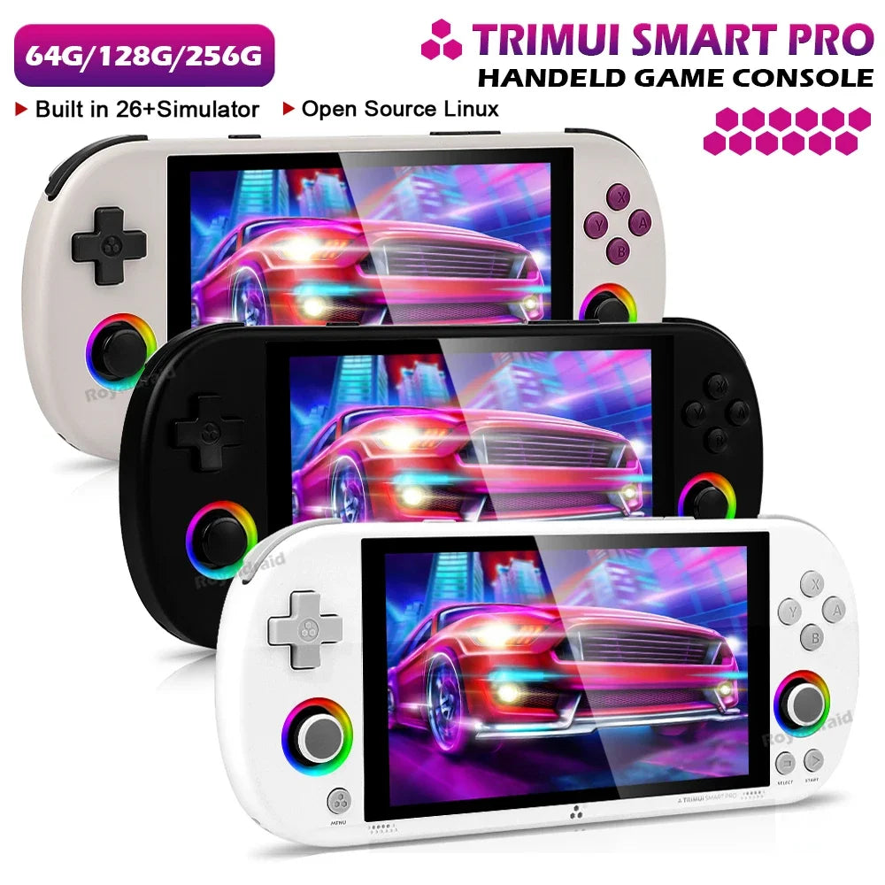 128G 256G Trimui Smart Pro Handheld Game Console 4.96''IPS Screen Linux System Joystick RGB Lighting Retro Video Game Player NEW - Merit Sell