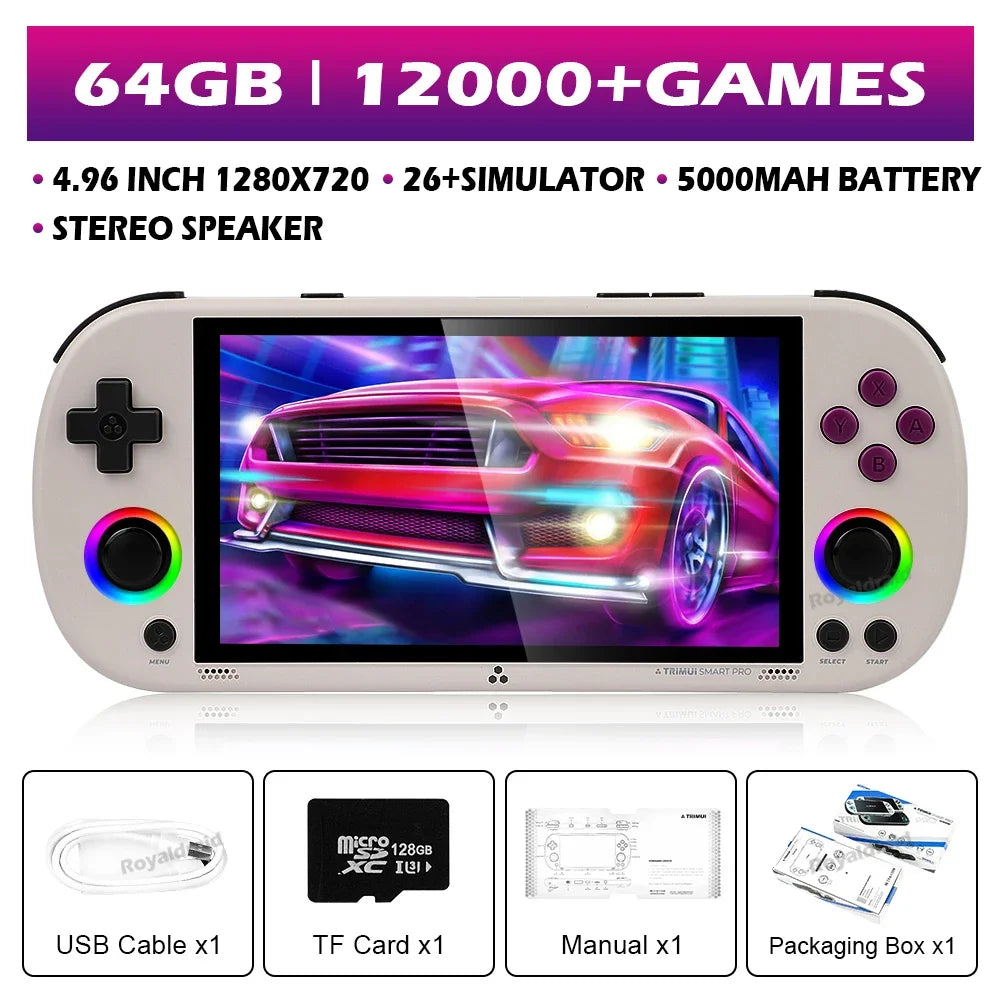 128G 256G Trimui Smart Pro Handheld Game Console 4.96''IPS Screen Linux System Joystick RGB Lighting Retro Video Game Player NEW - Merit Sell