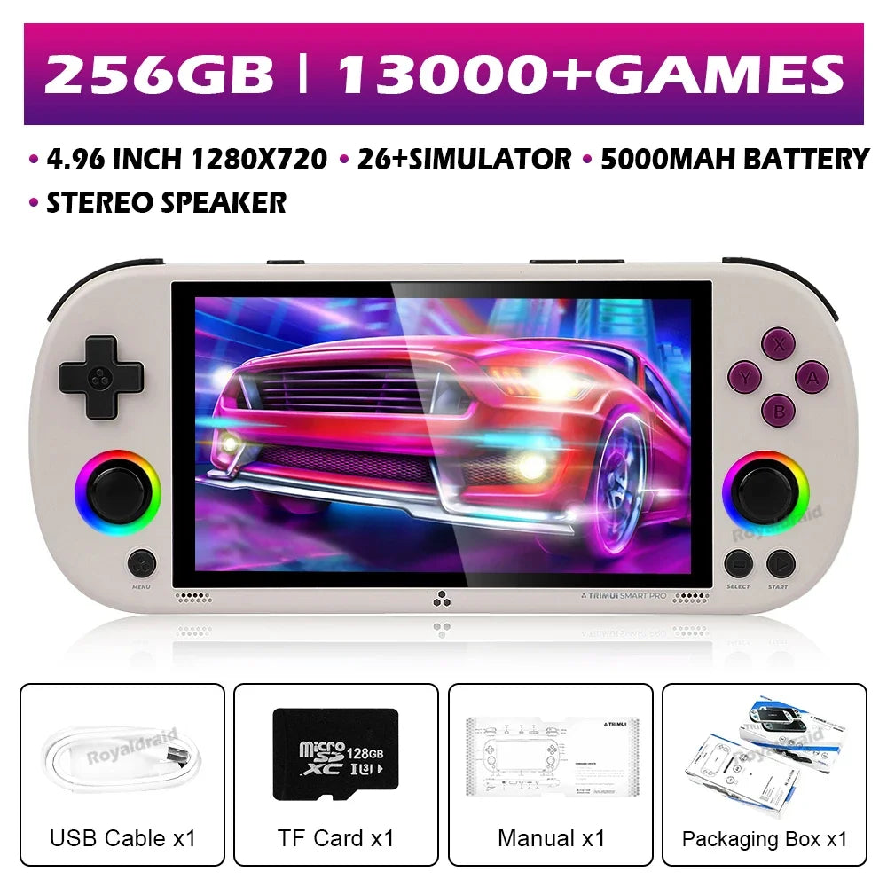 128G 256G Trimui Smart Pro Handheld Game Console 4.96''IPS Screen Linux System Joystick RGB Lighting Retro Video Game Player NEW - Merit Sell