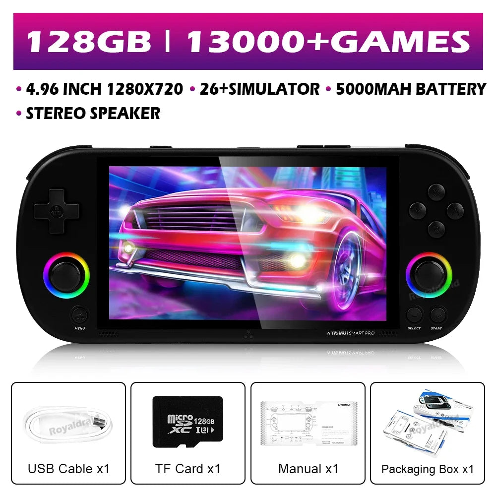 128G 256G Trimui Smart Pro Handheld Game Console 4.96''IPS Screen Linux System Joystick RGB Lighting Retro Video Game Player NEW - Merit Sell