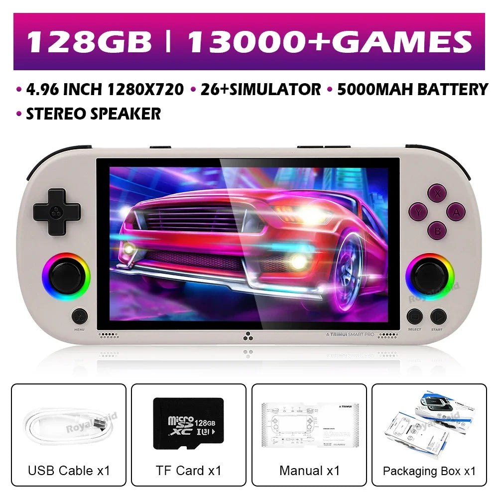 128G 256G Trimui Smart Pro Handheld Game Console 4.96''IPS Screen Linux System Joystick RGB Lighting Retro Video Game Player NEW - Merit Sell