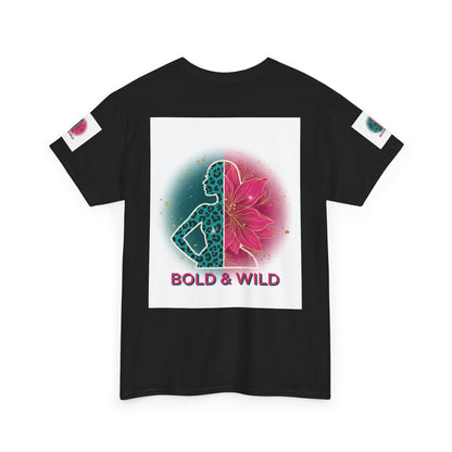 Bold & Wild Graphic Tee — Floral Silhouette Women’s Empowerment T-Shirt