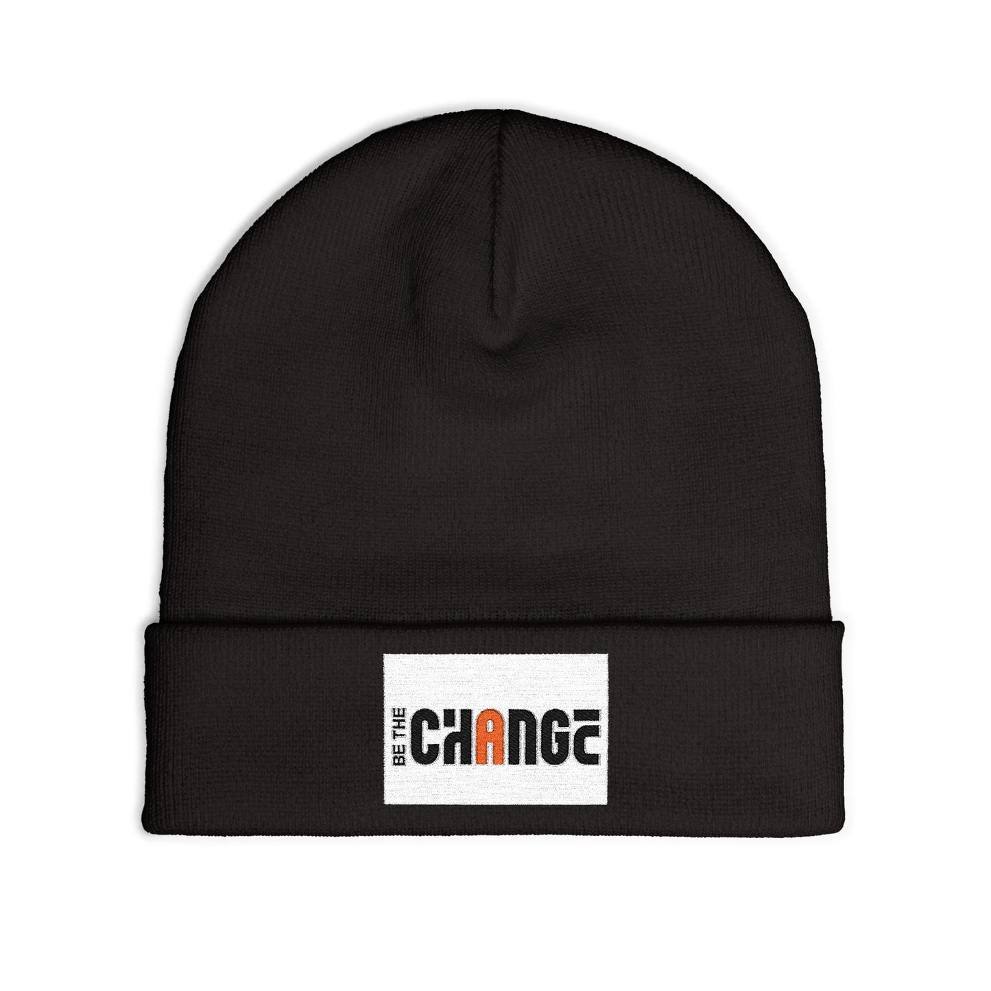 Embroidered 'Change' Knit Beanie — Minimalist Activist Winter Hat