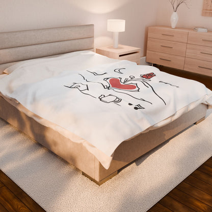 Plush Blanket — Cozy Heart & Home Illustration Velveteen Throw