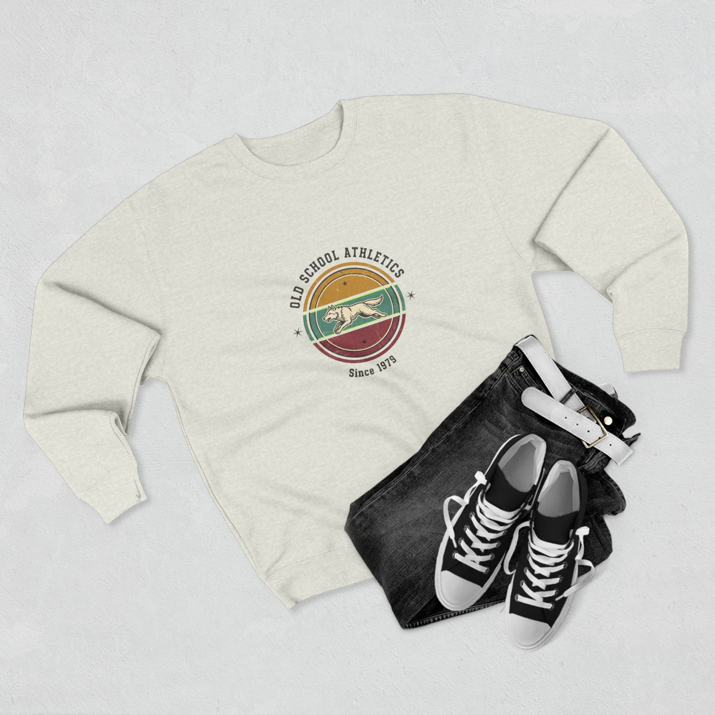 Vintage Surf Crewneck Sweatshirt — "Old School Athletics" Graphic
