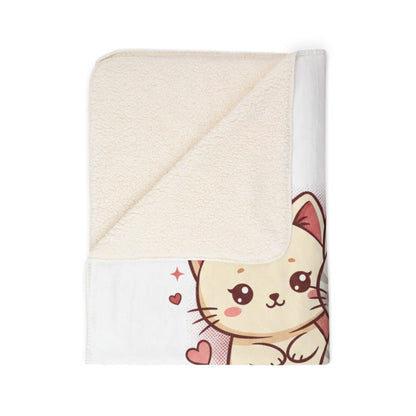 Love Paws Sherpa Blanket — Cute Kawaii Cat Couples Fleece Throw