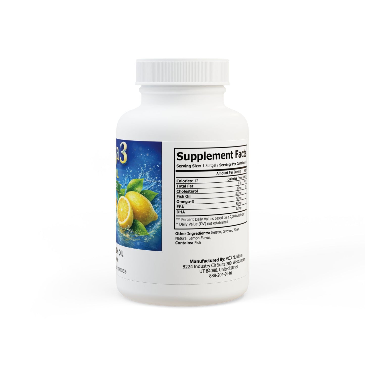 Omega 3 Fish Oil Supplement (60 Softgels)