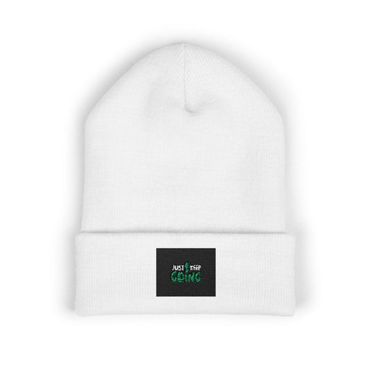 Embroidered "Good Vibes Only" Cuffed Beanie — Cozy Winter Knit Hat