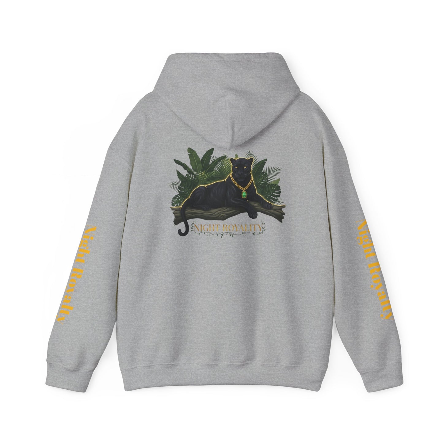 Black Panther 'Night Royalty' Hoodie – Gold Chain Cat Graphic Sweatshirt