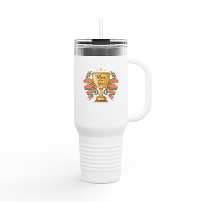 40oz Insulated Travel Mug — "Mom of the Year" Trophy Design