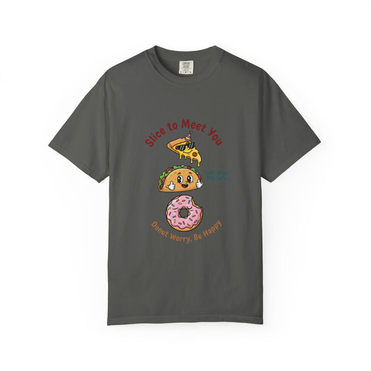 Graphic T-Shirt — "Slice to Meet You" Pizza, Taco & Donut Cute Food Tee