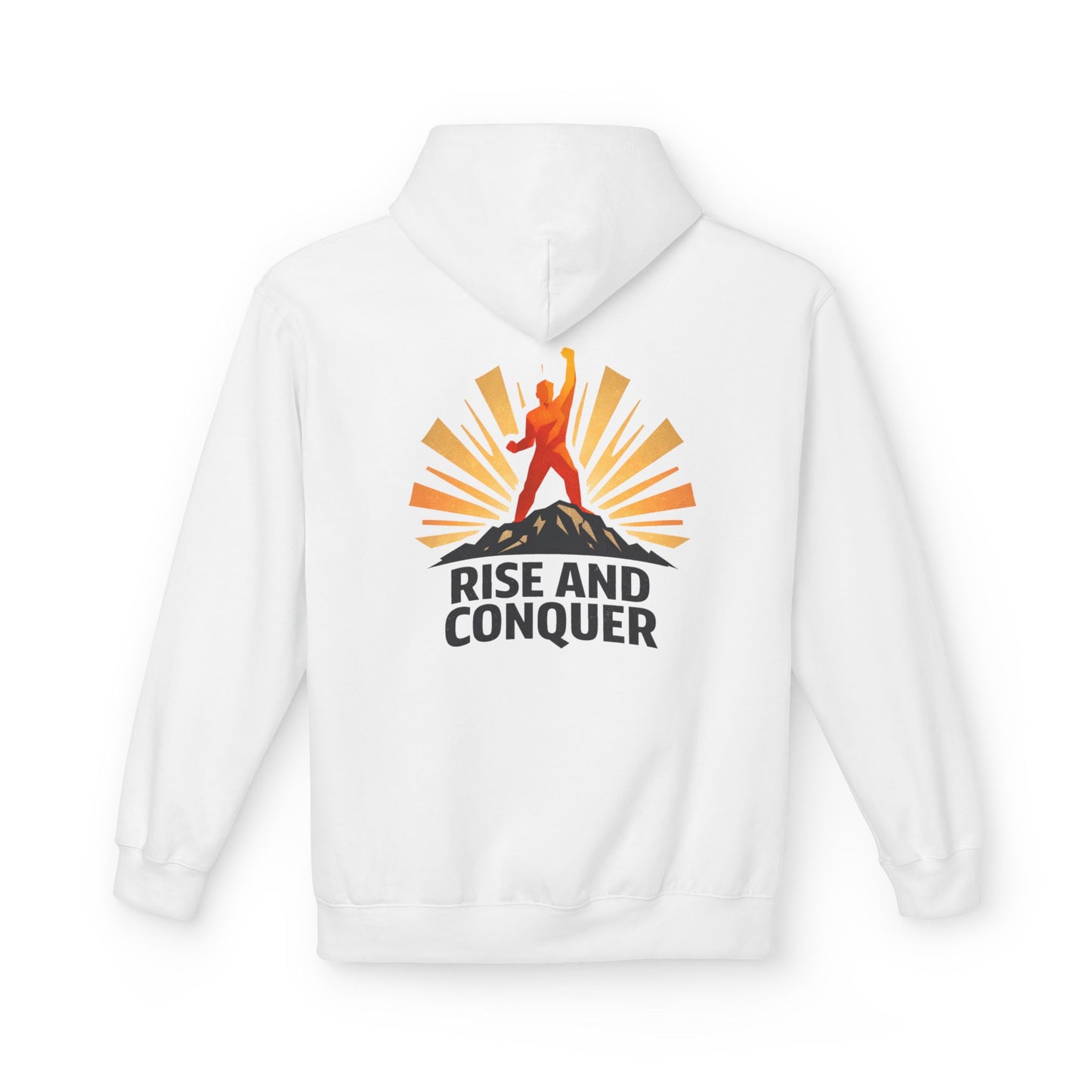Rise and Conquer Hoodie - Motivational Sunrise Adventure Pullover