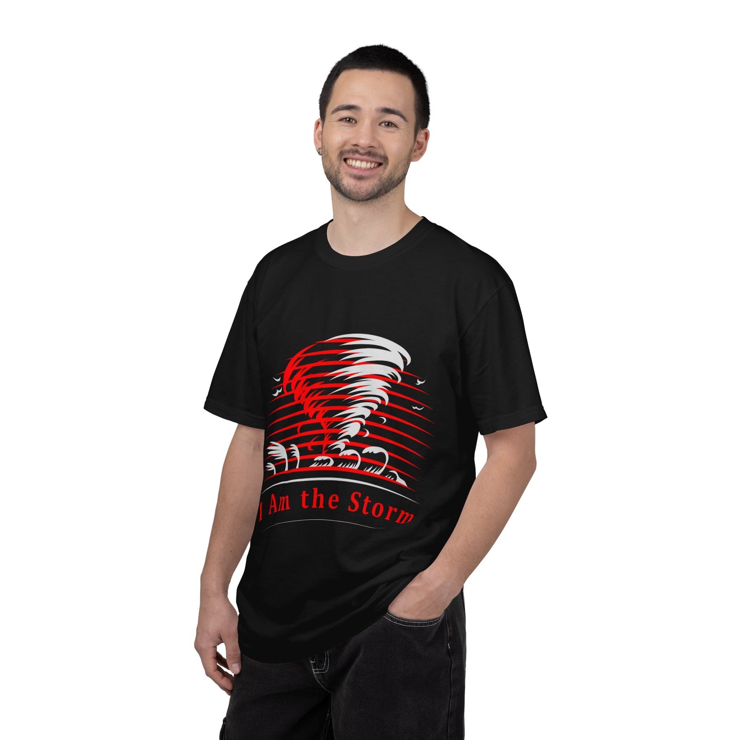 I Am the Storm T-Shirt — Bold Red Tornado Graphic Tee