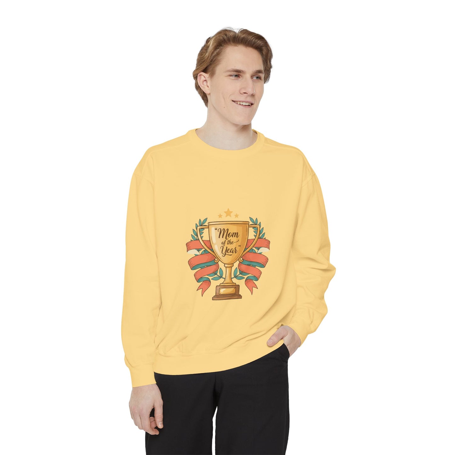 Sweatshirt — "Mom of the Year" Trophy Graphic Crewneck