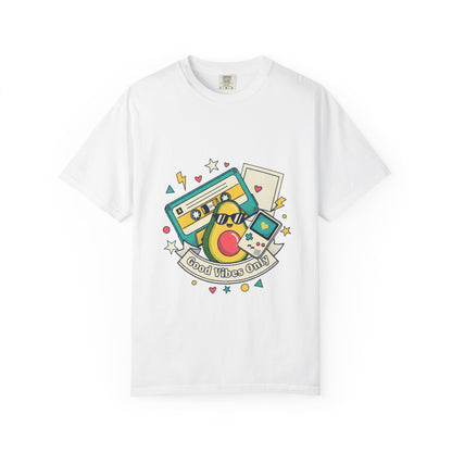 Good Vibes Only T-Shirt — Retro Cassette & Emojis Graphic Tee
