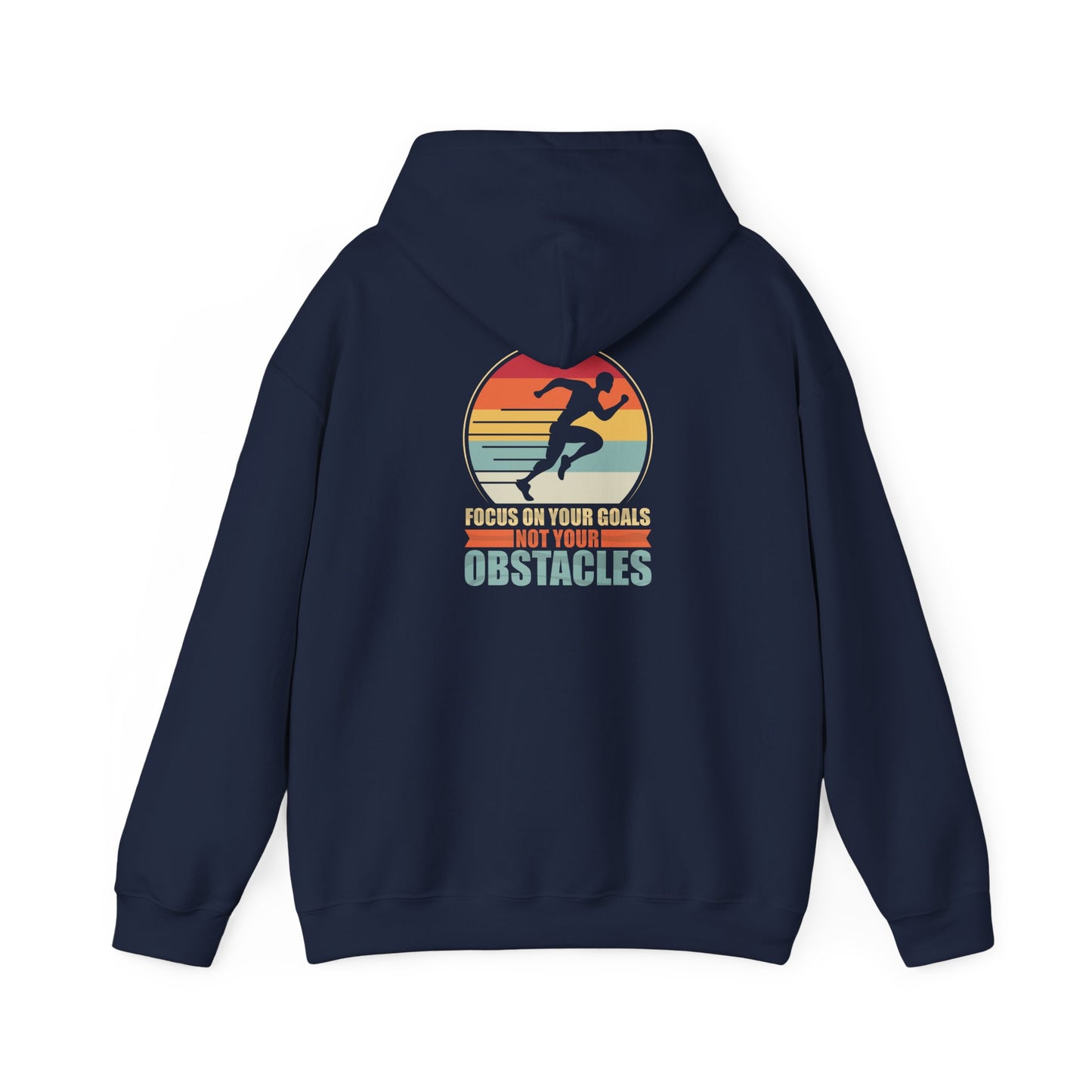 Motivational Hoodie — "Focus On Your Goals Not Your Obstacles" Retro Runner - Merit Sell