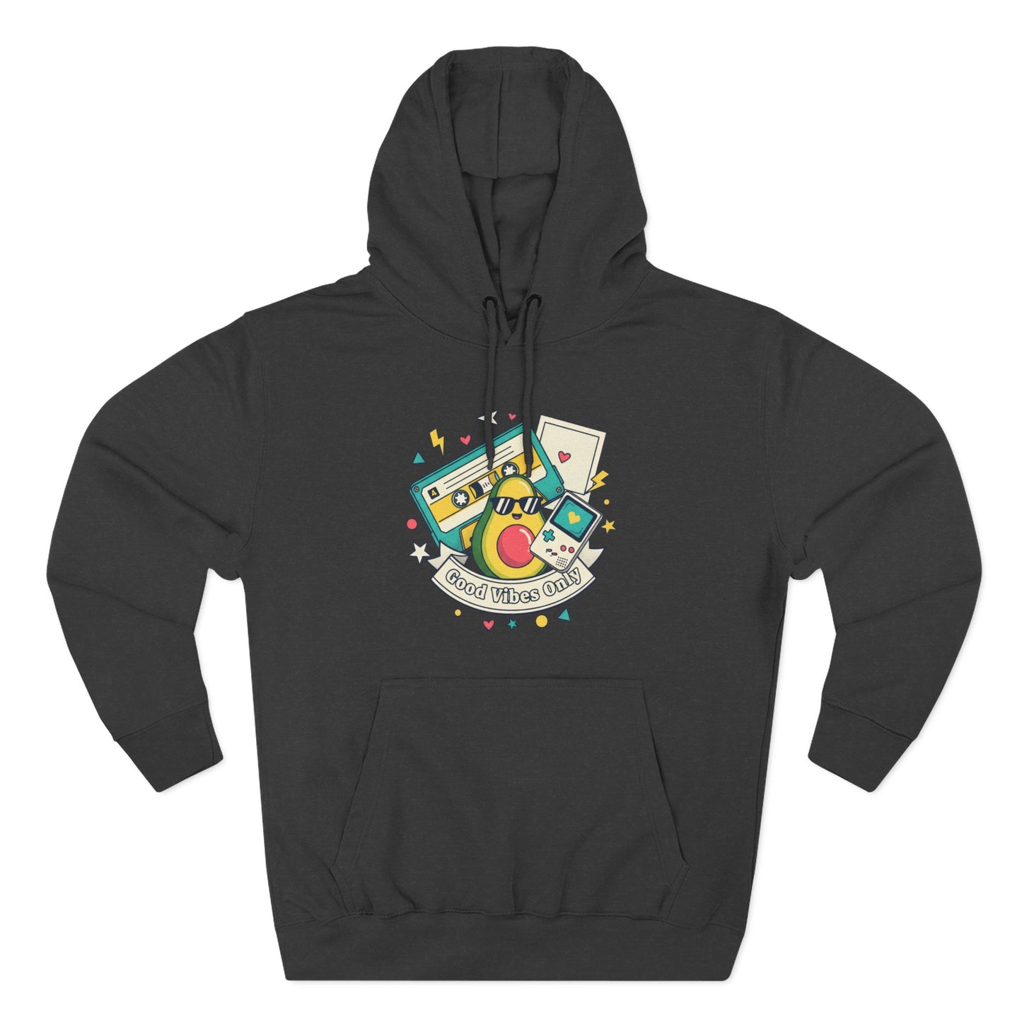 Good Vibes Only Hoodie — Retro Cassette Graphic Fleece Hoodie