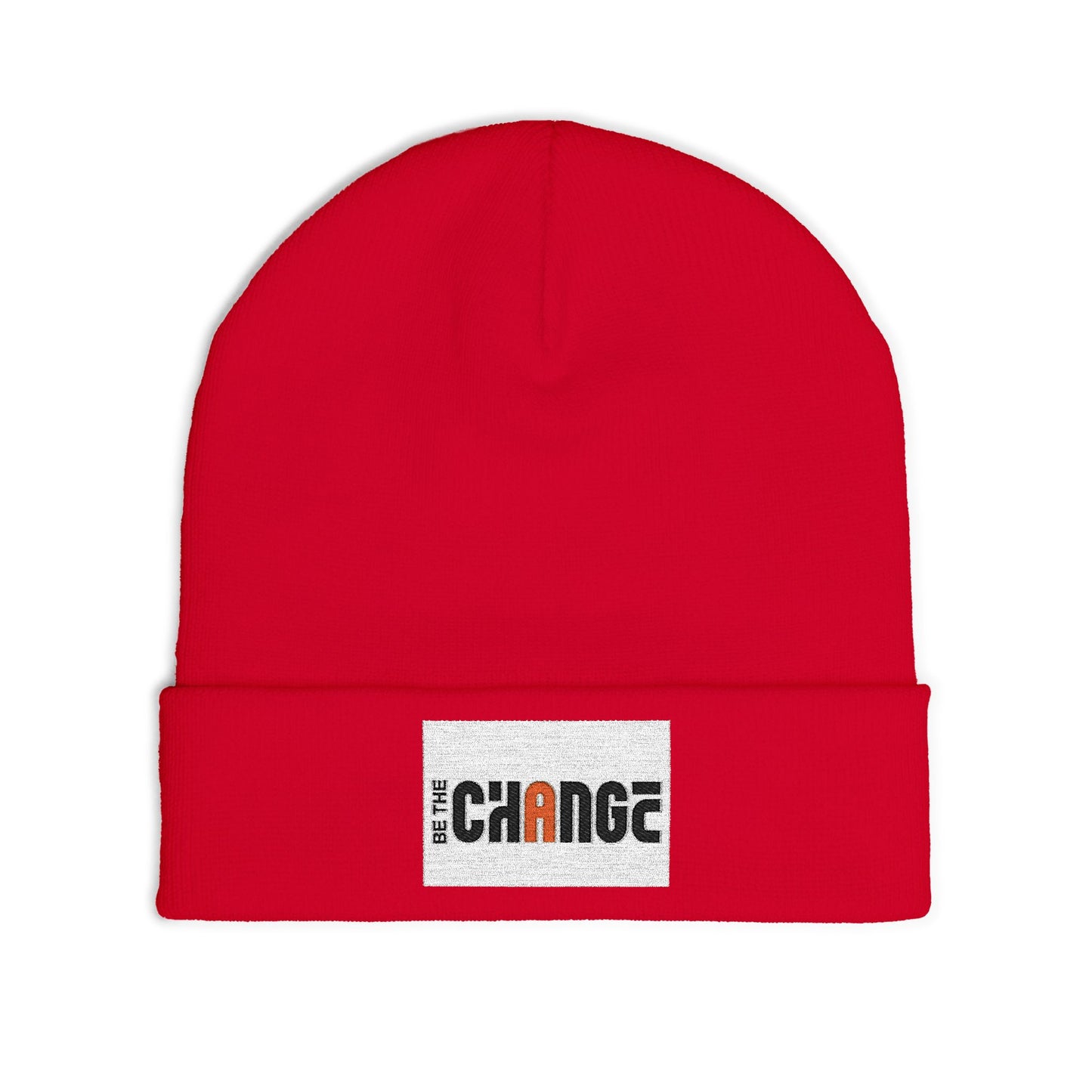 Embroidered 'Change' Knit Beanie — Minimalist Activist Winter Hat