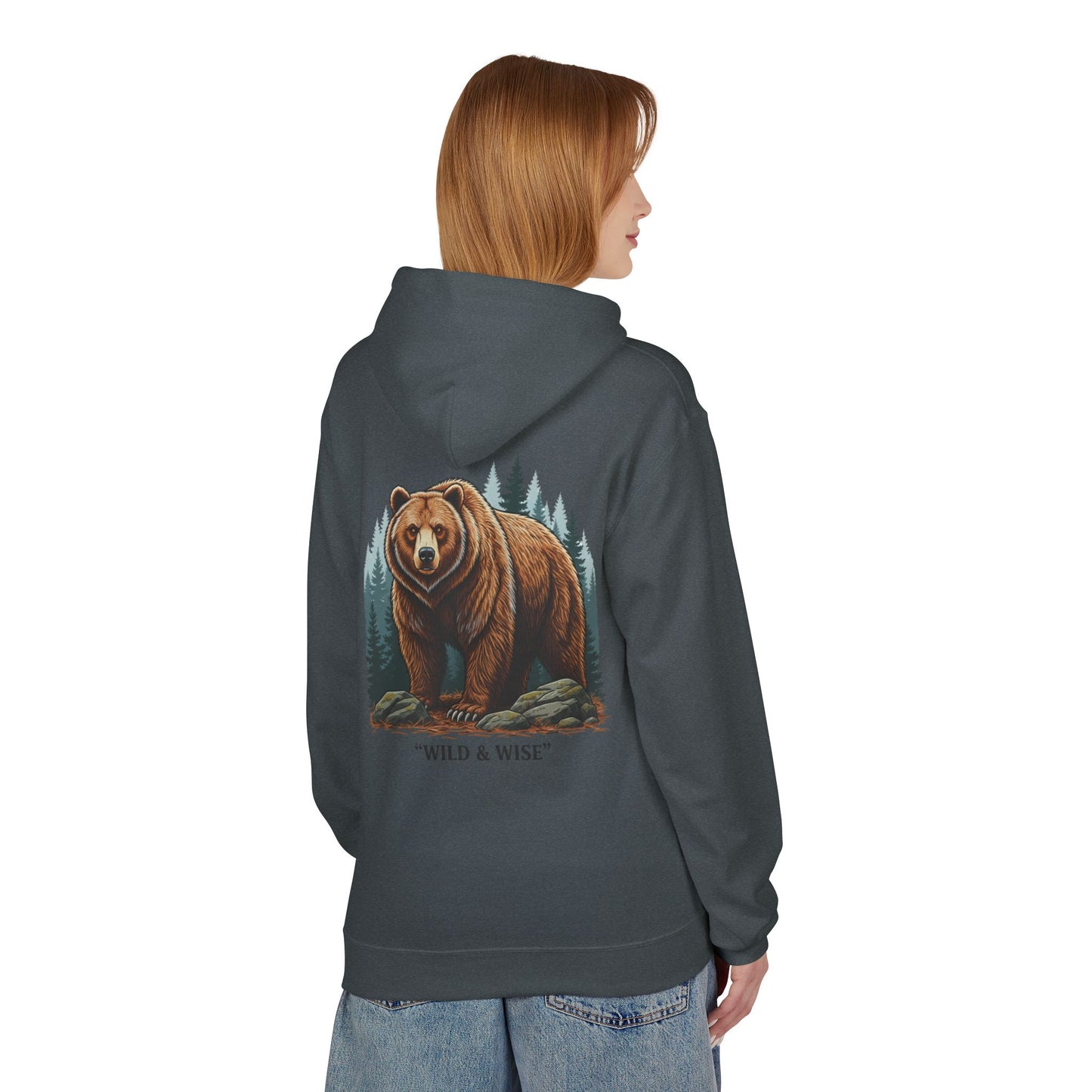 Bear Hoodie — "Wild & Wise" Forest Graphic Pullover
