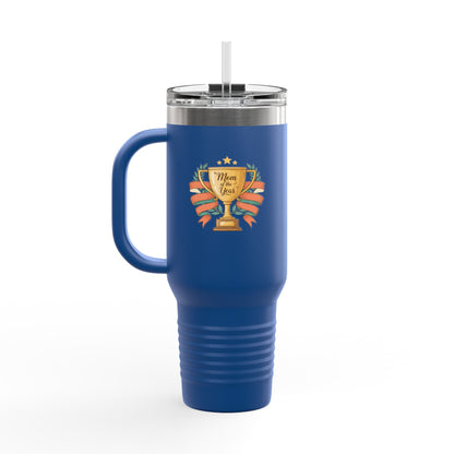 40oz Insulated Travel Mug — "Mom of the Year" Trophy Design