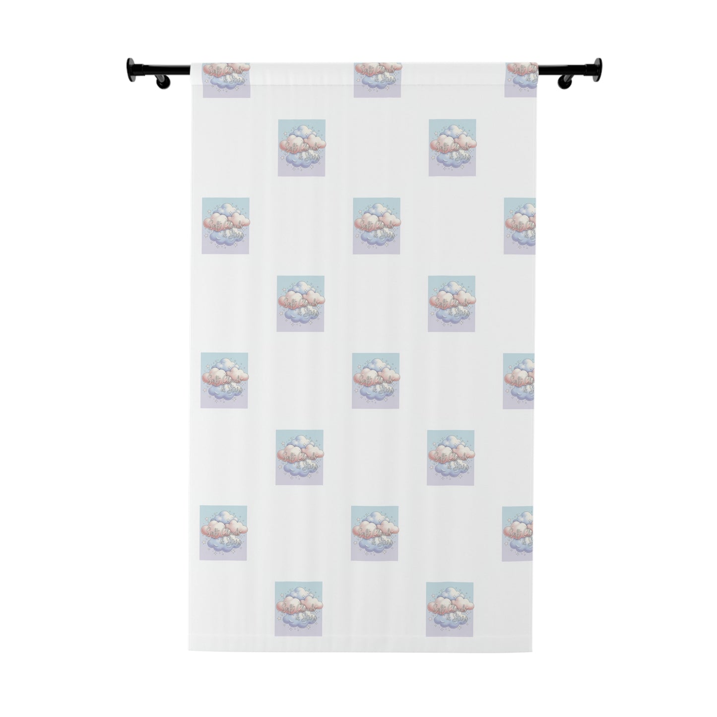 Cloudy Dreams Window Curtain – Pastel Cloud Pattern Single Panel