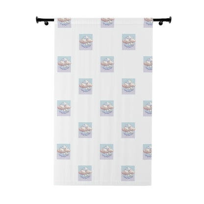 Cloudy Dreams Window Curtain – Pastel Cloud Pattern Single Panel