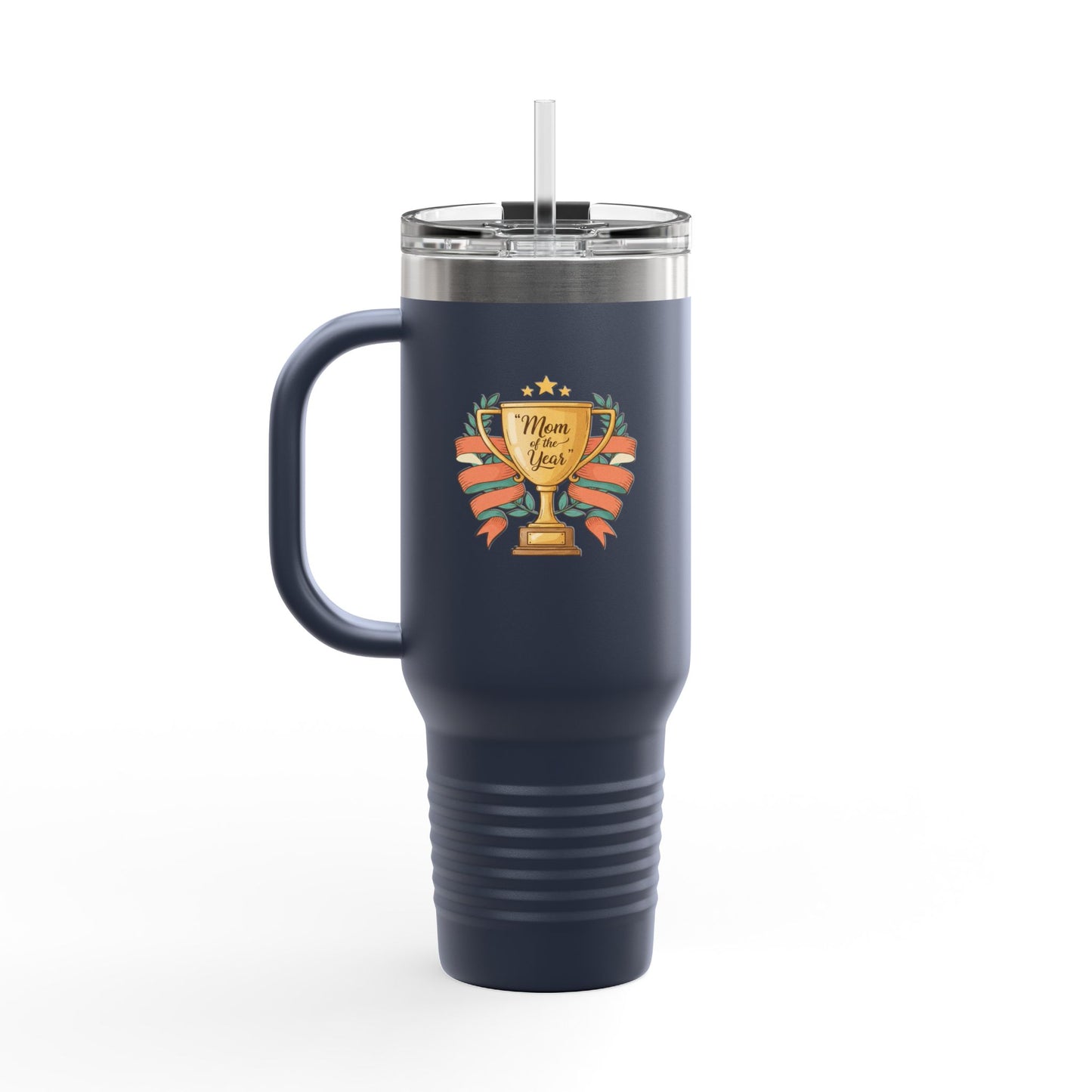 40oz Insulated Travel Mug — "Mom of the Year" Trophy Design