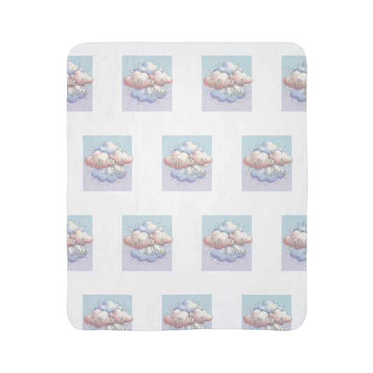 Pastel Cloud Pattern Sherpa Blanket — Cozy Fleece Throw for Nursery, Kids, and Relaxation