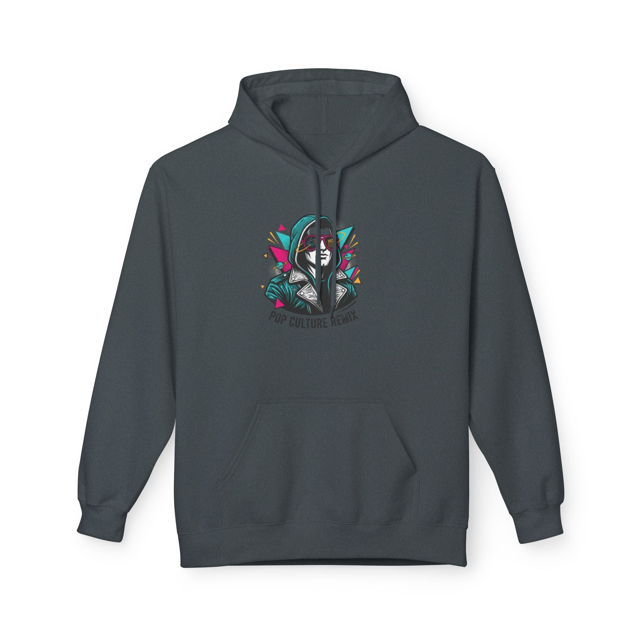 Pop Culture Remix Hoodie - Retro Neon Graphic Pullover