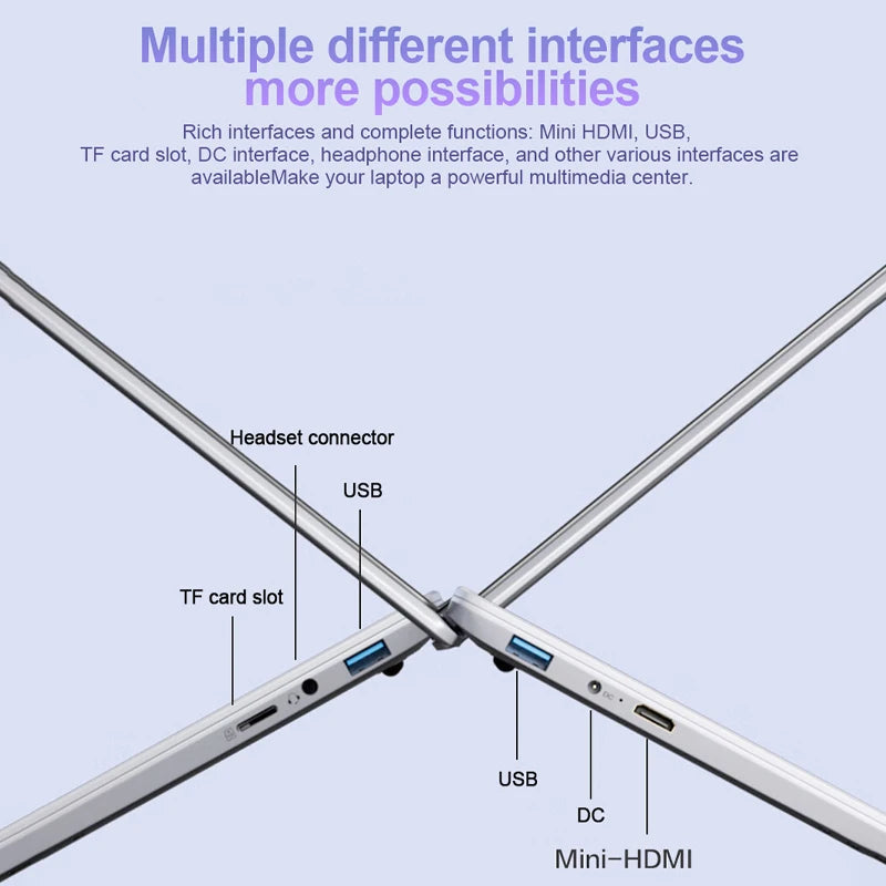 14.1" Ultra-Slim Laptop 16GB RAM 2TB SSD Intel CPU Windows 11 Pro FHD Anti-Glare Multilingual Office/Study PC - Merit Sell