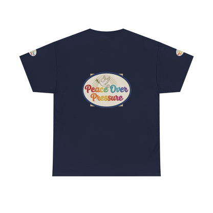 Peace Over Pressure T-Shirt — Retro Rainbow Dove Tee