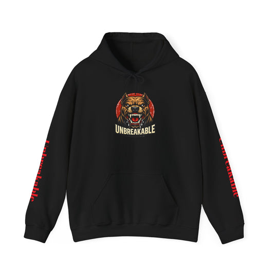 Unbreakable Dog Hoodie — Graphic Pullover with Roaring Dog Design