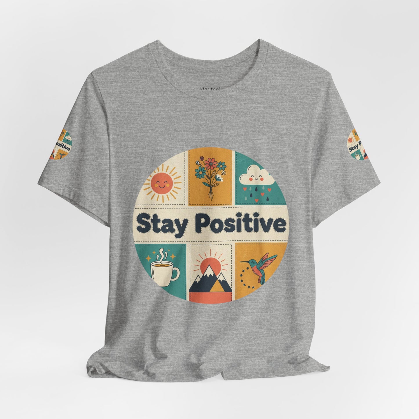 Stay Positive Graphic Tee — Retro Sunshine Inspirational T‑Shirt