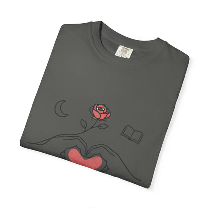 Heart Hands Graphic T-Shirt — Cozy Home, Tea & Book Love Design