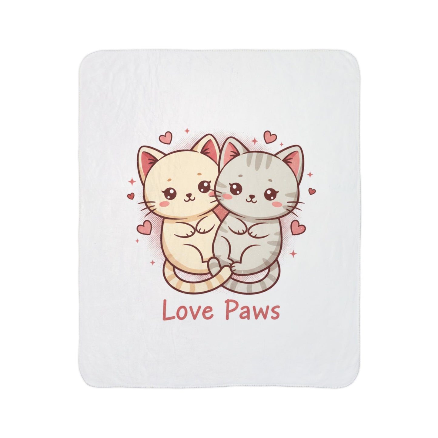 Love Paws Sherpa Blanket — Cute Kawaii Cat Couples Fleece Throw