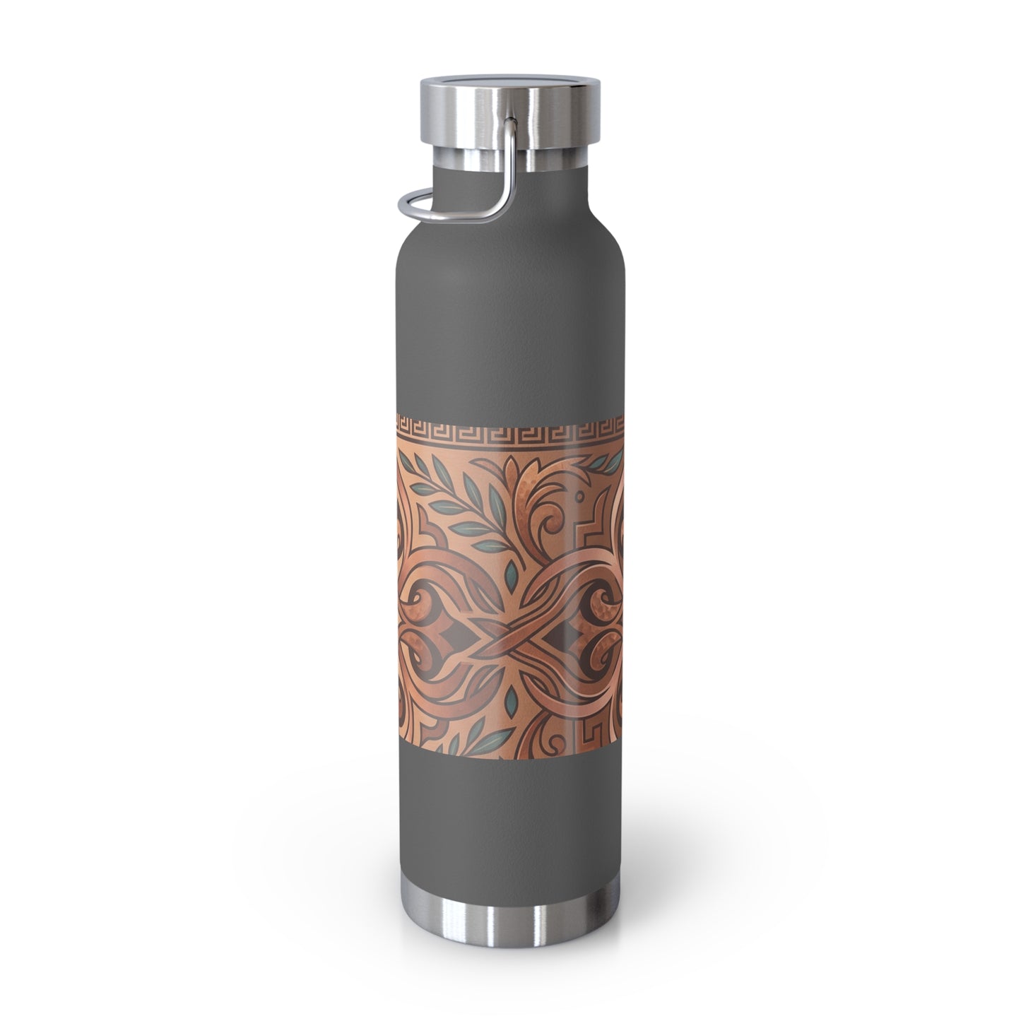 22oz Copper Pattern Vacuum Bottle – Insulated Water Flask with Ornate Tribal Design