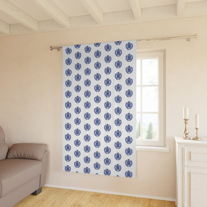 Blue Nautical Anchor Pattern Window Curtain — Coastal Ocean-Themed Drapery (Single Panel)