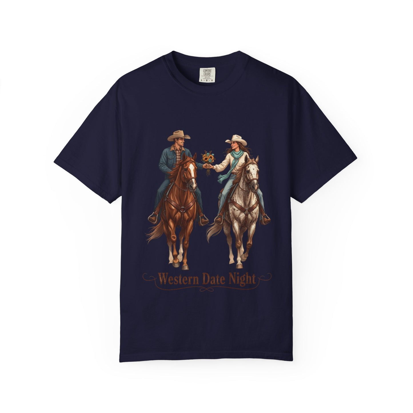 Western Date Night T-Shirt — Cowboy & Cowgirl Horseback Romance Tee