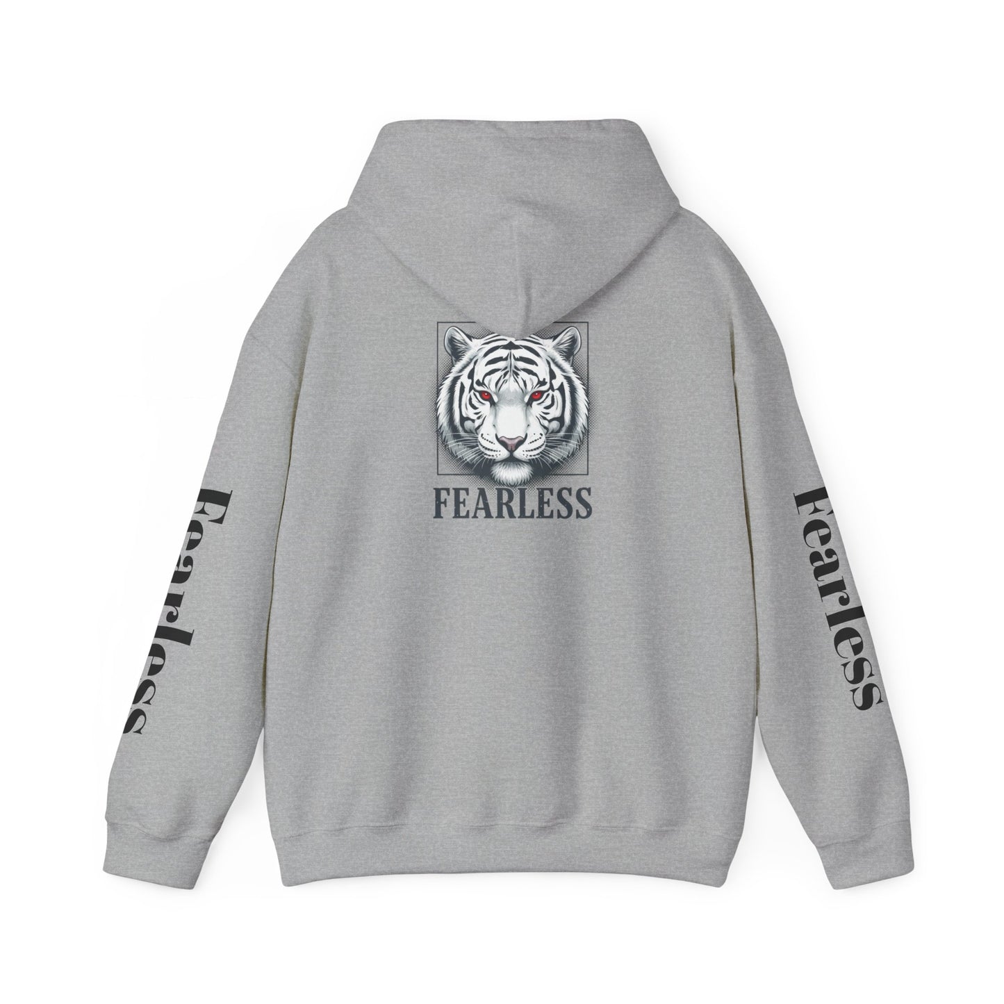 Fearless White Tiger Hoodie — 'FEARLESS' Graphic Hooded Sweatshirt