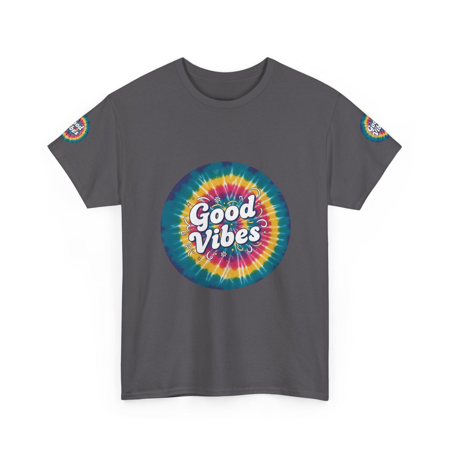 Good Vibes Tie-Dye Tee — Retro Rainbow Graphic T-Shirt