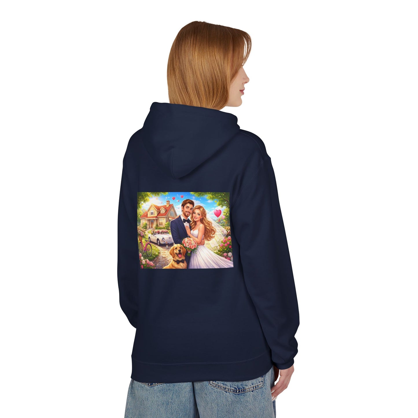 Wedding Couple Hoodie — Romantic Bride & Groom Portrait Pullover