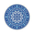 Blue Mandala Round Rug — Geometric Boho Accent Floor Mat