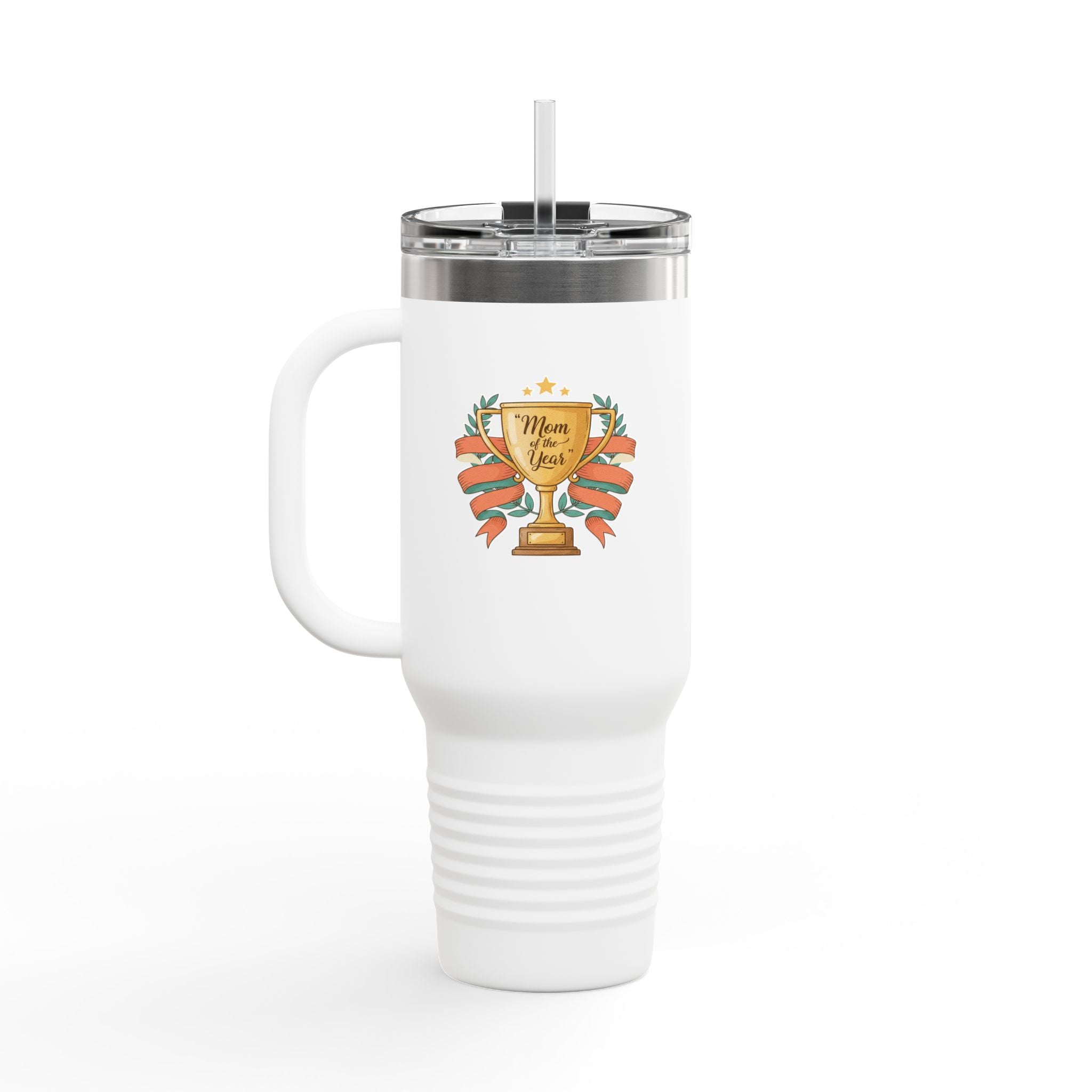40oz Insulated Travel Mug — "Mom of the Year" Trophy Design