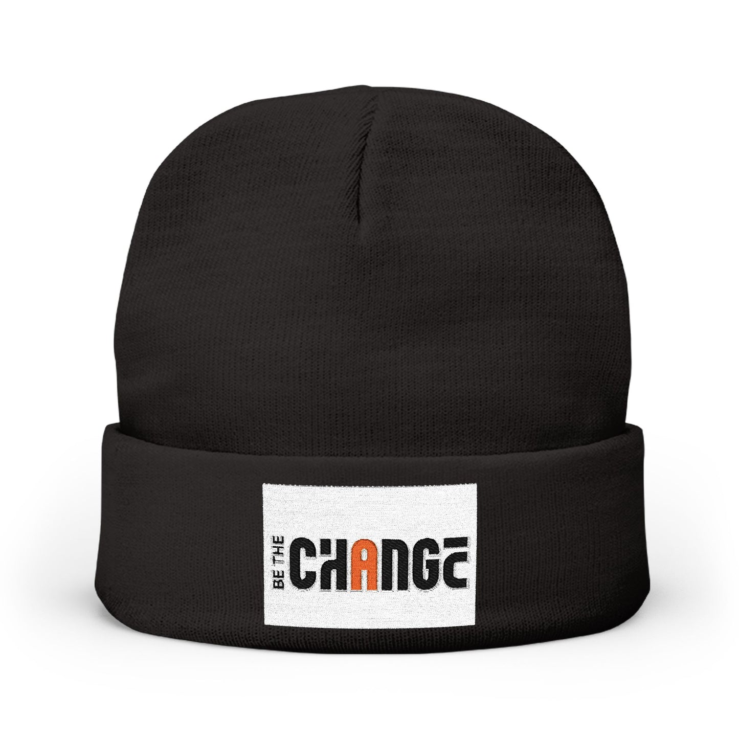 Embroidered 'Change' Knit Beanie — Minimalist Activist Winter Hat
