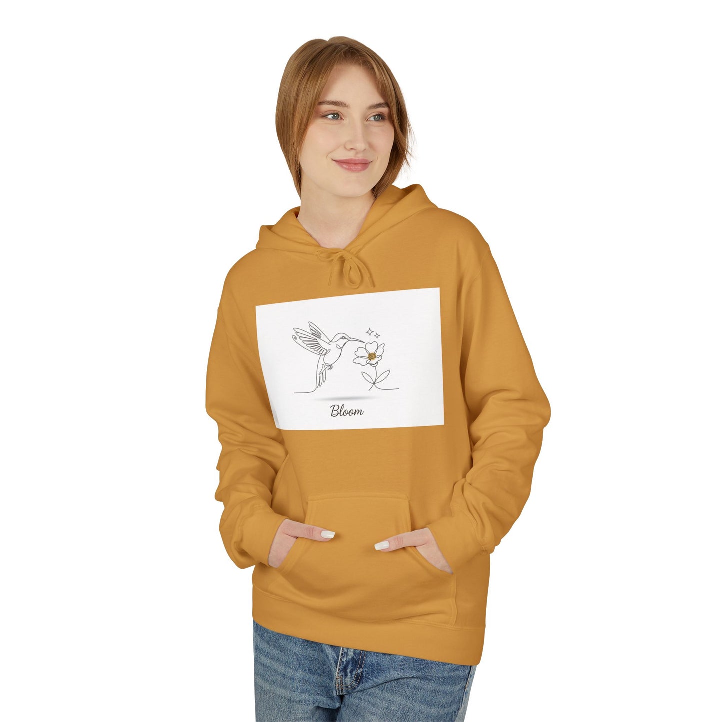 Bloom Hummingbird Hoodie — Floral Minimalist Pullover