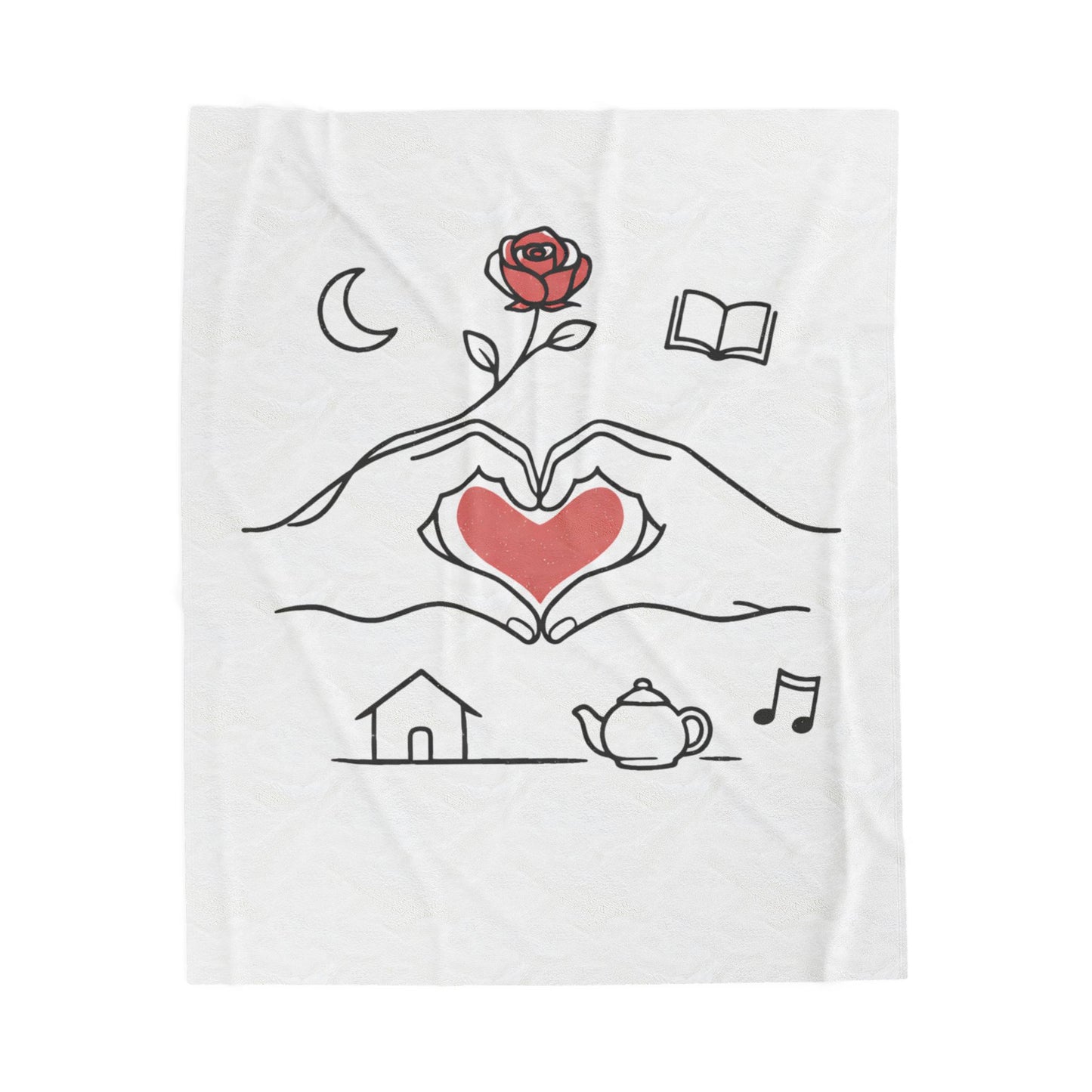 Plush Blanket — Cozy Heart & Home Illustration Velveteen Throw