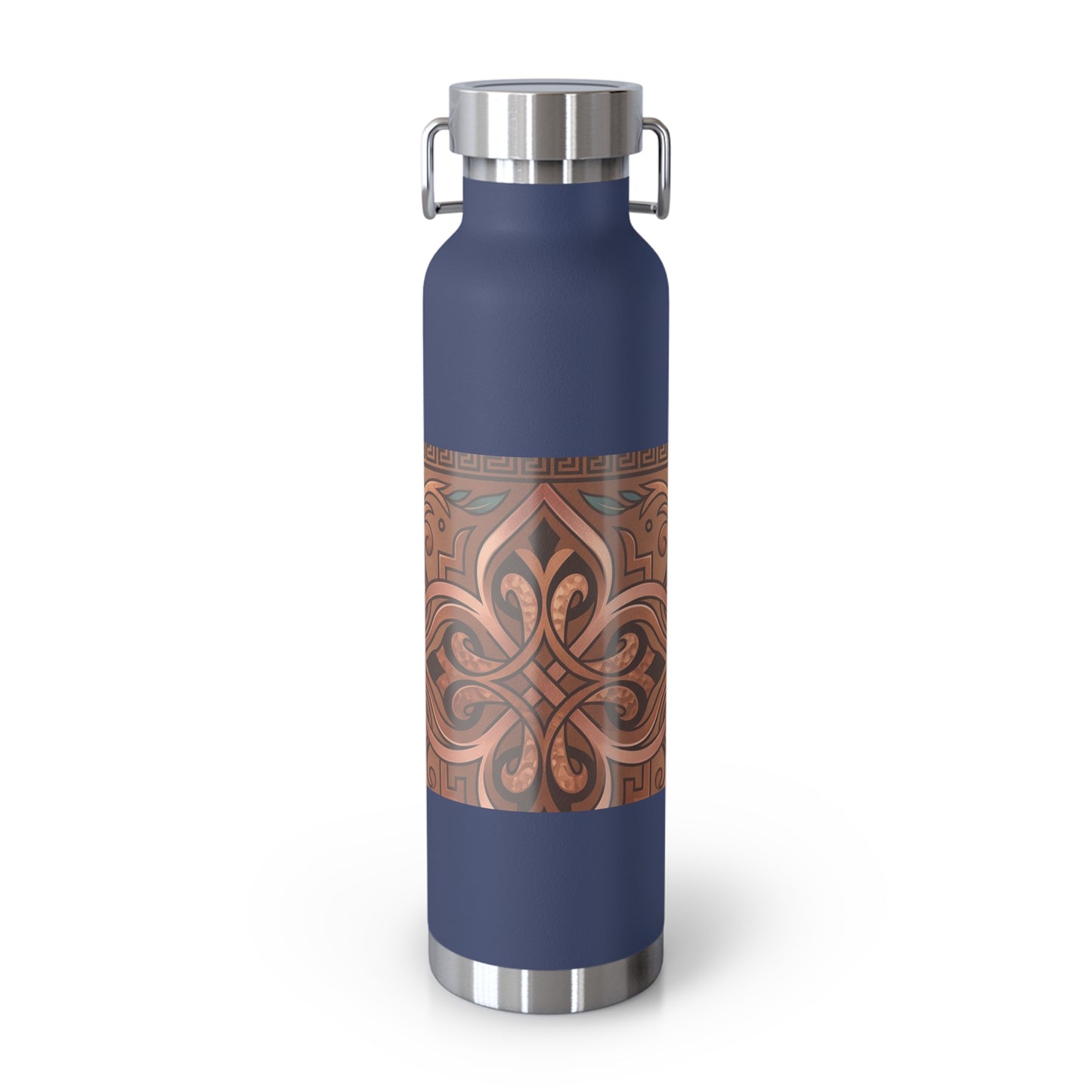 22oz Copper Pattern Vacuum Bottle – Insulated Water Flask with Ornate Tribal Design
